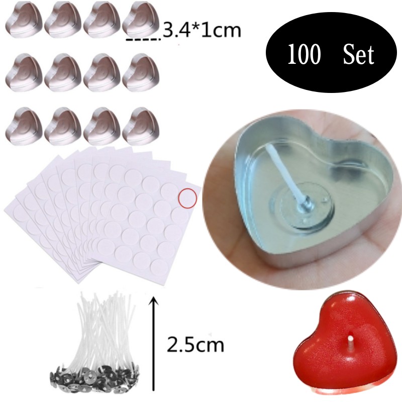 Candle Supplies In Bulk - 100 Sets Heart shaped Empty Aluminum