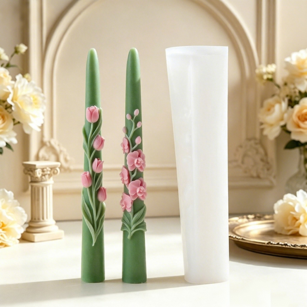 Candle Supplies In Bulk - Long Pole Flower Taper Candle Silicone