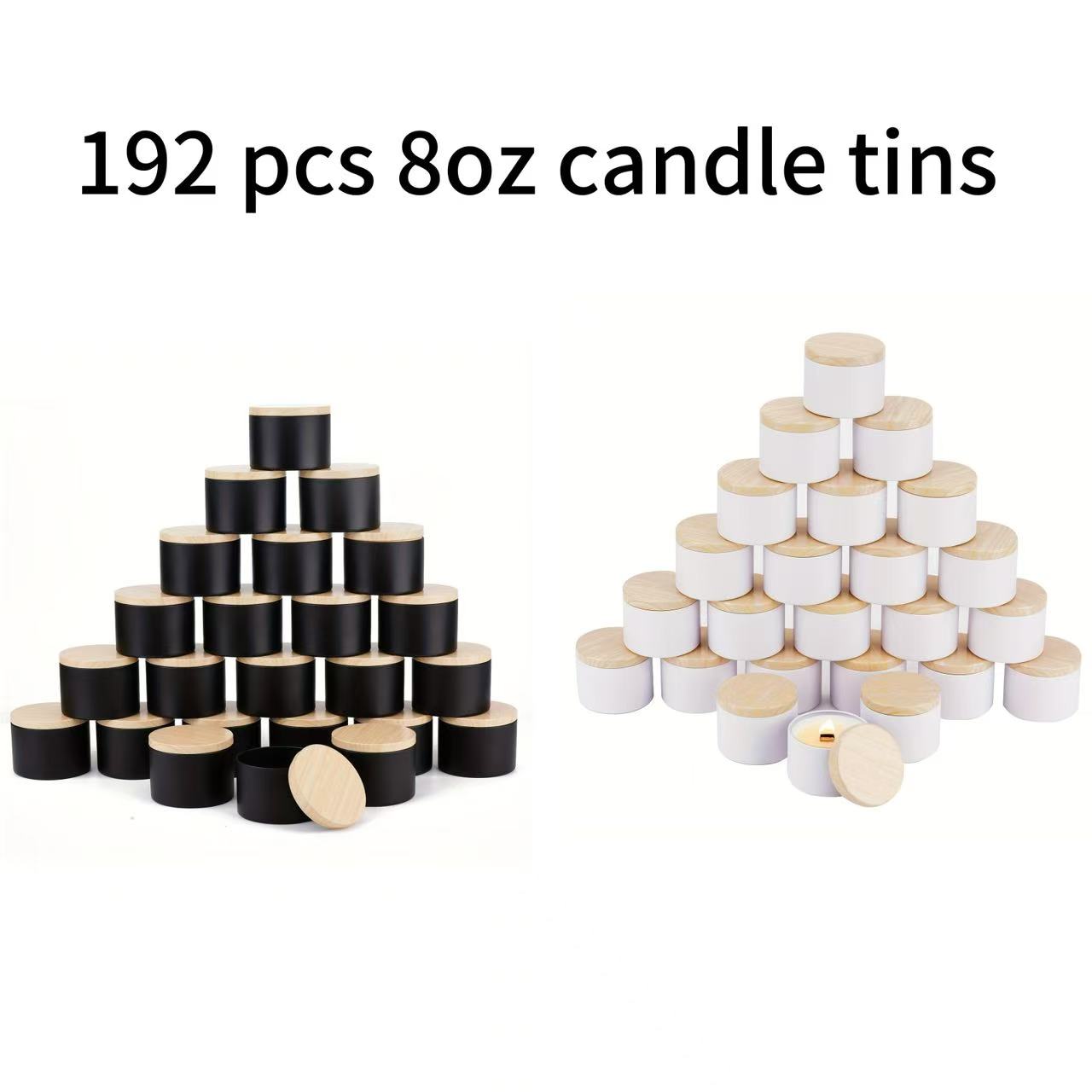Candle Vessel Supplies - 192pcs 8oz Matte Black/white Candle Jar