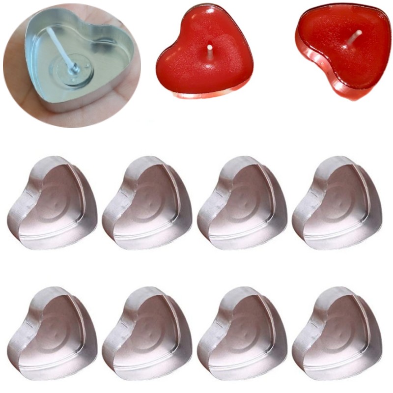 100 Sets Heart shaped Empty Al - Candle Supplies In Bulk recension och pris